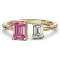 Toi et Moi Emerald Cut Ring - Rose DiamondNexus™ Alternative in Yellow | Gold by Diamond Nexus