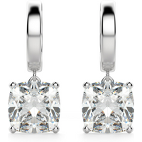 Cushion Cut Solitaire Drop Earrings Lab Grown Diamond in White | Gold by Diamond Nexus