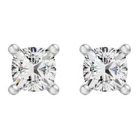 Signature Cushion Cut Martini Stud Earrings Lab Grown Diamond, Size 1.00 tcw in White | Gold by Diamond Nexus