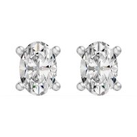 Signature Oval Cut Martini Stud Earrings Lab Grown Diamond, Size 1.00 tcw in White | Gold by Diamond Nexus