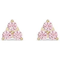 Three Stone Cluster Stud Earrings - Rose Nexus Diamond Alternative in Yellow | Gold by Diamond Nexus