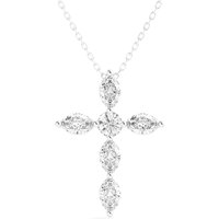 Marquise & Round Cross Pendant Lab Grown Diamond, Size 1.00 tcw in White | Gold by Diamond Nexus