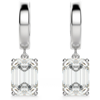 Emerald Cut Solitaire Drop Earrings Lab Grown Diamond in White | Gold by Diamond Nexus
