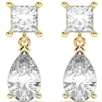 Leto Princess Pear Cut Drop Earrings Lab Grown Diamond in Yellow | Gold by Diamond Nexus
