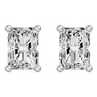 Signature Radiant Cut Basket Stud Earrings Lab Grown Diamond, Size 1.00 tcw in White | Gold by Diamond Nexus