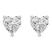 Signature Heart Cut Basket Stud Earrings Lab Grown Diamond, Size 1.00 tcw in White | Gold by Diamond Nexus