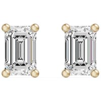 Signature Emerald Cut Basket Stud Earrings Moissanite, Size 1.00 tcw in Yellow | Gold by Diamond Nexus