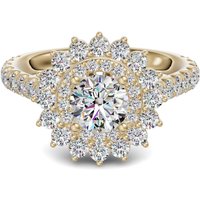 Double Halo Accented Round Brilliant Cut Engagement Ring Center DiamondNexus™ Alternative, Size 1.00 cts in Yellow | Gold by Diamond Nexus