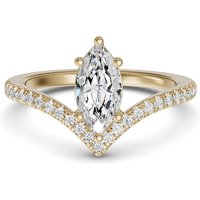 Luxe Chevron Accented Marquise Cut Engagement Ring Center DiamondNexus™ Alternative, Size 1.00 cts in Yellow | Gold by Diamond Nexus