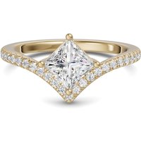 Luxe Chevron Accented Princess Cut Engagement Ring Center Lab Grown Diamond, Size 1.00 cts in Yellow | Gold by Diamond Nexus
