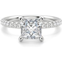Arezzo Accented Princess Cut Center Engagement Ring DiamondNexus™ Alternative, Size 1.00 cts in White | Gold by Diamond Nexus