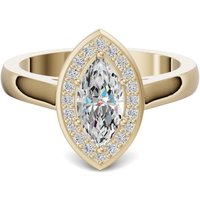 Channel Pave Halo Classic Marquise Cut Engagement Ring Center DiamondNexus™ Alternative, Size 1.00 cts in Yellow | Gold by Diamond Nexus