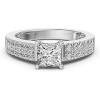 Accented Tapered 2-Row Princess Cut Engagement Ring DiamondNexus™ Alternative, Size 1.00 cts in White | Gold by Diamond Nexus