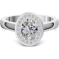 Channel Pave Halo Classic Oval Cut Engagement Ring Center Lab Grown Diamond, Size 1.00 cts in White | Gold by Diamond Nexus