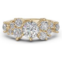 Round Brilliant Cut Cluster Engagement Ring DiamondNexus™ Alternative, Size 1.00 cts in Yellow | Gold by Diamond Nexus