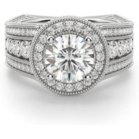 Chelsa Round Brilliant Cut Center Engagement Ring Moissanite, Size 1.00 cts in White | Gold by Diamond Nexus