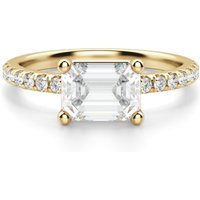 East-West Accented Basket Emerald Cut Center Engagement Ring DiamondNexus™ Alternative, Size 1.00 cts in Yellow | Gold by Diamond Nexus