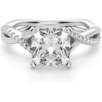 Twisted Accented Cushion Cut Center Engagement Ring Lab Grown Diamond, Size 1.00 cts in White | Gold by Diamond Nexus