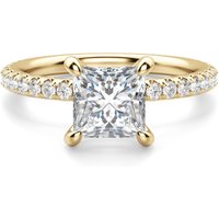 Arezzo Accented Princess Cut Center Engagement Ring DiamondNexus™ Alternative, Size 1.00 cts in Yellow | Gold by Diamond Nexus