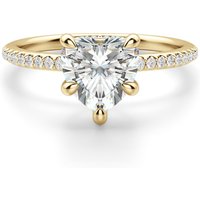 Hidden Halo Accented Heart Cut Center Engagement Ring Moissanite, Size 1.00 cts in Yellow | Gold by Diamond Nexus