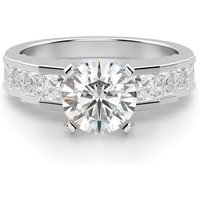 Cinderella Staircase Round Brilliant Cut Center Engagement Ring DiamondNexus™ Alternative, Size 1.00 cts in White | Gold by Diamond Nexus