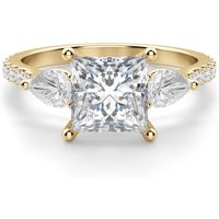 Pear Side Stone Accented Princess Cut Center Engagement Ring DiamondNexus™ Alternative, Size 1.00 cts in Yellow | Gold by Diamond Nexus