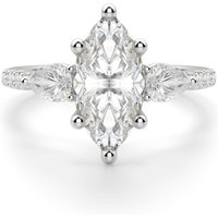 Pear Side Stone Accented Marquise Cut Center Engagement Ring Moissanite, Size 1.00 cts in White | Gold by Diamond Nexus