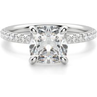 Arezzo Accented Cushion Cut Center Engagement Ring Lab Grown Diamond, Size 1.00 cts in White | Gold by Diamond Nexus