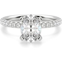 Petite Accented Oval Cut Center Engagement Ring Moissanite, Size 1.00 cts in White | Gold by Diamond Nexus