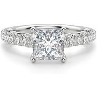 Fleur Princess Cut Center Engagement Ring Lab Grown Diamond, Size 1.00 cts in White | Gold by Diamond Nexus