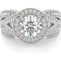 Briar Rose Round Brilliant Cut Center Engagement Ring DiamondNexus™ Alternative, Size 1.00 cts in White | Gold by Diamond Nexus