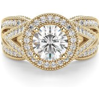 Briar Rose Round Brilliant Cut Center Engagement Ring DiamondNexus™ Alternative, Size 1.00 cts in Yellow | Gold by Diamond Nexus