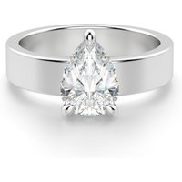 Basket Set Bold Pear Cut Center Engagement Ring Moissanite, Size 1.00 cts in White | Gold by Diamond Nexus