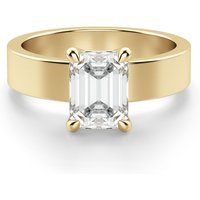 Basket Set Bold Emerald Cut Center Engagement Ring Moissanite, Size 1.00 cts in Yellow | Gold by Diamond Nexus