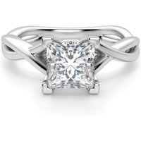 Twisted Classic Princess Cut Center Engagement Ring Lab Grown Diamond, Size 1.00 cts in White | Gold by Diamond Nexus