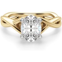 Twisted Classic Oval Cut Center Engagement Ring Moissanite, Size 1.00 cts in Yellow | Gold by Diamond Nexus