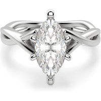 Twisted Classic Marquise Cut Center Engagement Ring Moissanite, Size 1.00 cts in White | Gold by Diamond Nexus