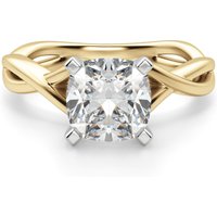 Twisted Classic Cushion Cut Center Engagement Ring Lab Grown Diamond, Size 1.00 cts in Yellow | Gold by Diamond Nexus