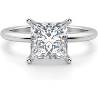 Basket Set Classic Princess Cut Center Engagement Ring Lab Grown Diamond, Size 1.00 cts in White | Gold by Diamond Nexus