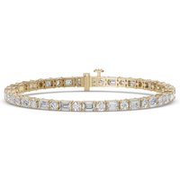 Round and Emerald Cut Tennis Bracelet Nexus Diamond Alternative, Size 8.00 cts in White | Gold by Diamond Nexus