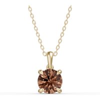 Round Brilliant Cut Basket Pendant Espresso NanoSital 10K, Size 1.00 TCW in Yellow | Gold by Diamond Nexus