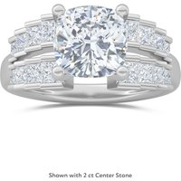 Royal Staircase Engagement Ring Cushion Cut Center Lab Grown Diamond, Size 1.00 cts in White | Gold by Diamond Nexus