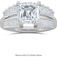 Royal Staircase Engagement Ring Asscher Cut Center Lab Grown Diamond, Size 1.00 cts in White | Gold by Diamond Nexus