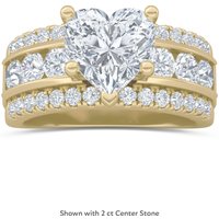 Diamond Diva Accented Engagement Ring Heart Cut Center Moissanite, Size 1.00 cts in Yellow | Gold by Diamond Nexus