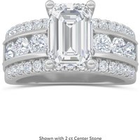 Diamond Diva Accented Engagement Ring Emerald Cut Center Moissanite, Size 1.00 cts in White | Gold by Diamond Nexus