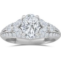 Haven Accented Engagement Ring Oval Cut Center DiamondNexus™ Alternative, Size 1.00 cts in White | Gold by Diamond Nexus