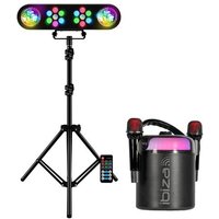Pack Enceinte Karaoké Ibiza Bluetooth Portable Autonome KARAHOME-BK 120W USB 2 Micros sans fil