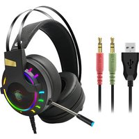 Casque audio jeu Microphone stéréo supra-auriculaire lumière 3,5 mm - Noir