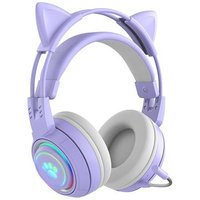 Casque Audio Stéréo Bluetooth Sans Fil Oreilles De Chat Avec Micro Détachable Purple YONIS