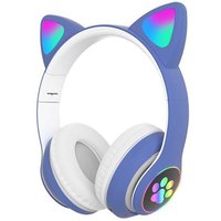 Casque Audio Bluetooth 5.0 Oreilles De Chat RGB Stéréo Avec Réduction De Bruit Bleu YONIS
